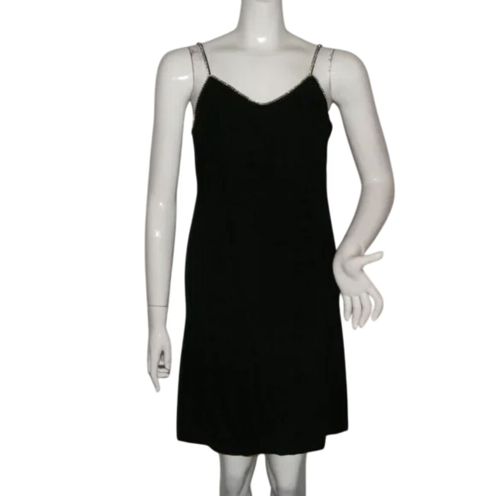 Vintage Evening Mini Dress, XS, Rhinestone Spaghetti Straps, 60s